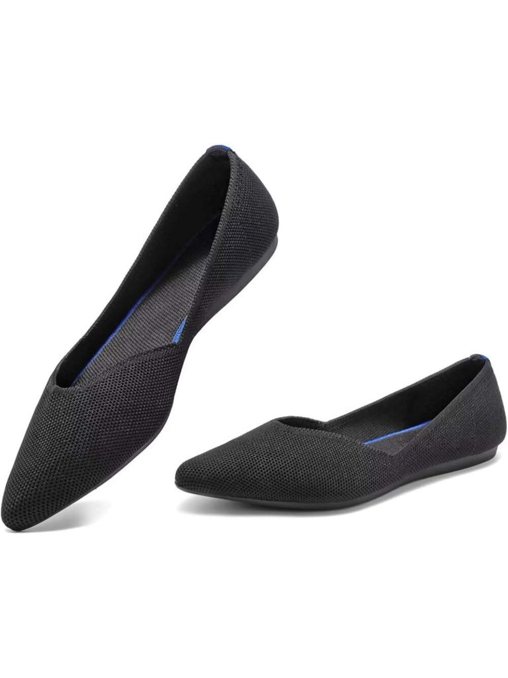 Women's Black Comfortable Classic Pointed Toe Knitted Dress Soft Flat Shoes